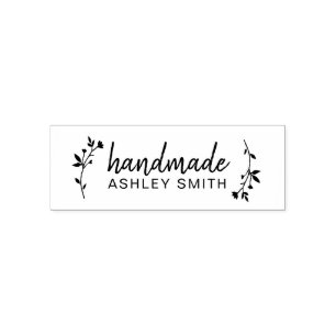 Create Your Own Floral Rustic Handmade Business Self-inking Stamp
