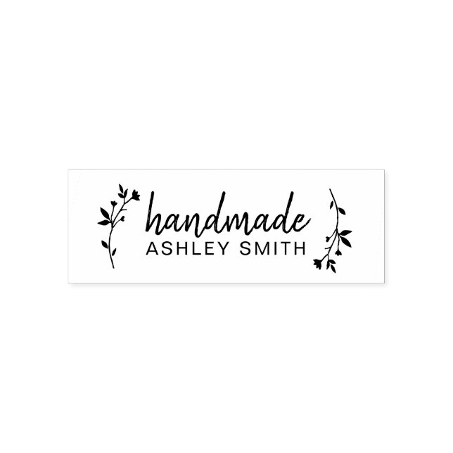 Create Your Own Floral Rustic Handmade Business Self-inking Stamp (Design)
