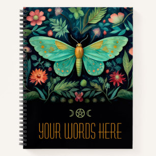 Create Your Own Floral Seafoam Green Garden Moth Notebook
