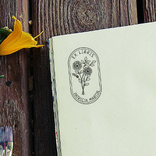 Create your own Flower Ex Libris Rubber Stamp