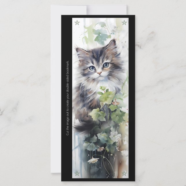 Create Your Own Fluffy Kitten Vine Bookmark Card (Front)