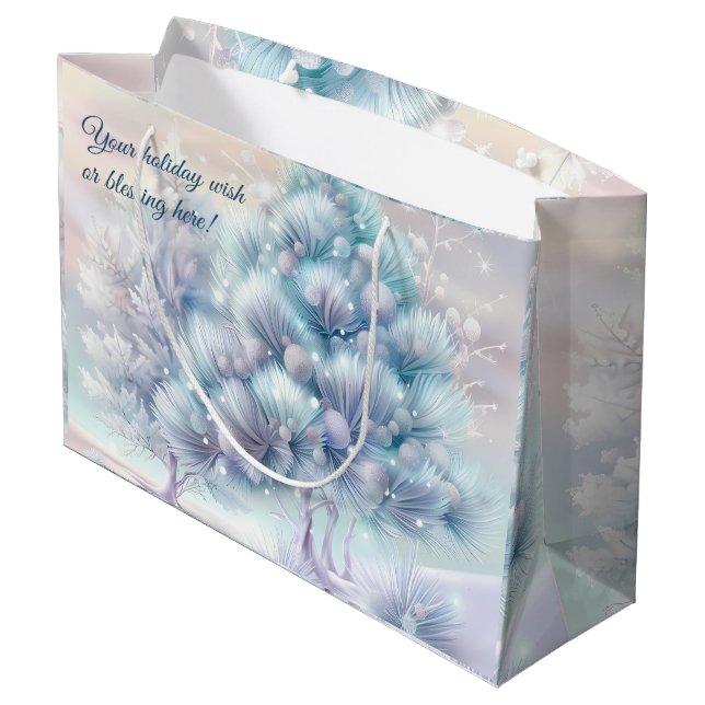 Create Your Own Fluffy Pink & Blue Christmas Trees Large Gift Bag (Back Angled)