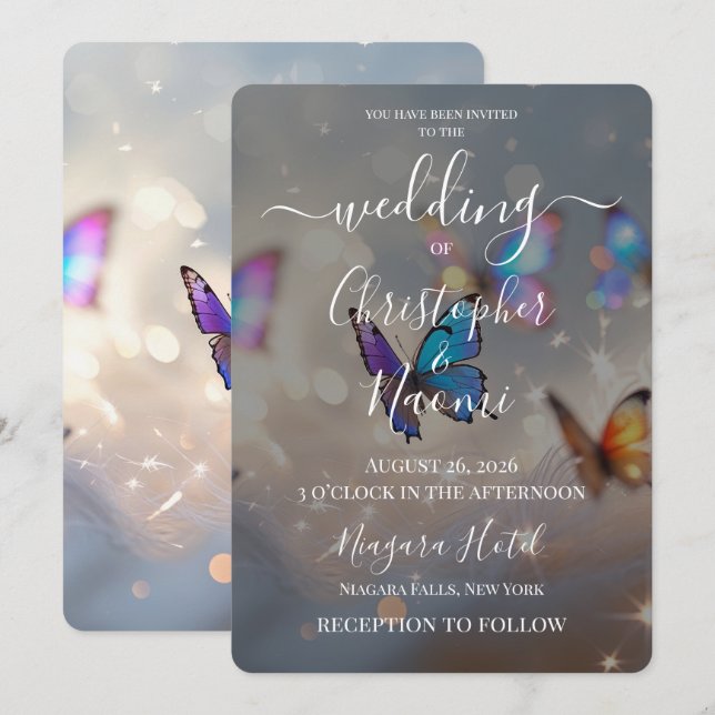Create Your Own Flying Butterflies Wedding Invitation (Front/Back)