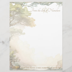 Create Your Own Forest Lake Scenic Floral Custom Letterhead