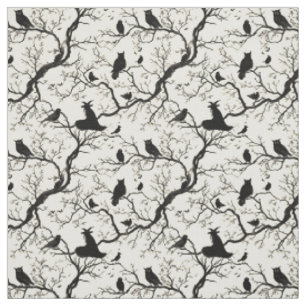Create Your Own Forest Witches Birds Ivory Toile Fabric
