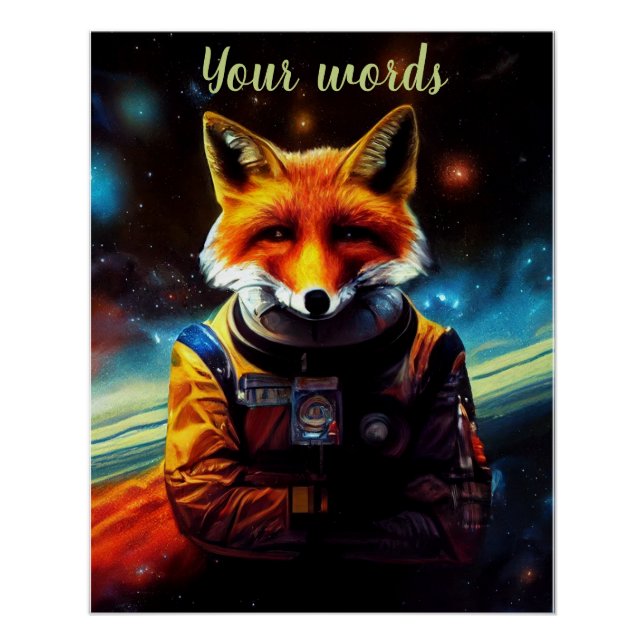 Create Your Own Fox in Space Astronaut Poster (Front)