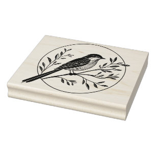 Create Your Own Framed Leafy BIrd Tree Branches Rubber Stamp