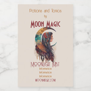 Create Your Own Free Spirit Floral Boho Moon Wine Label