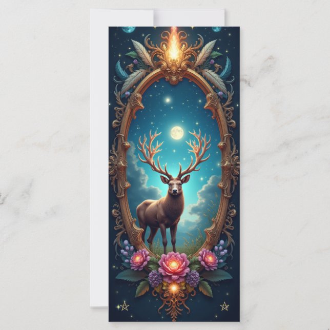 Create Your Own Full Moon Stag Bookmark Card (Front)