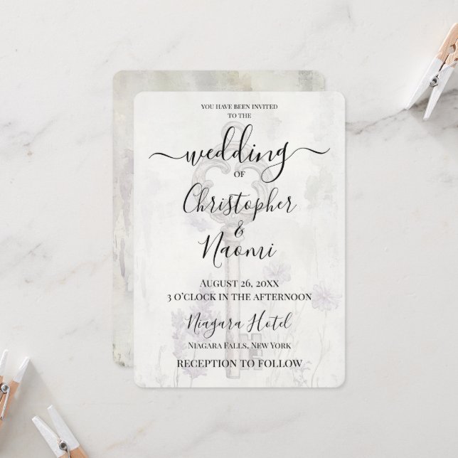 Create Your Own Fully Custom Vintage Key Invitation (Front/Back In Situ)