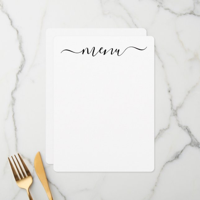 Create Your Own Fully Customised White Menu (Front/Back In Situ)