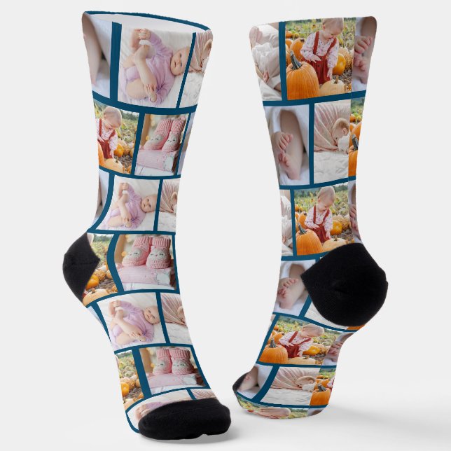 Create your own Fun 5-photo collage Crew  Socks (Angled)