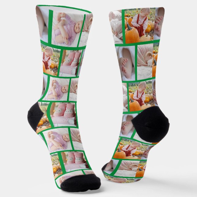 Create your own Fun 5-photo collage Crew  Socks (Angled)