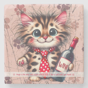 Create Your Own Funny Mr Kitty Bengal Kitten Wine Stone Coaster
