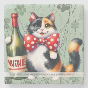 Create Your Own Funny Mr Kitty Happy Calico Wine Stone Coaster