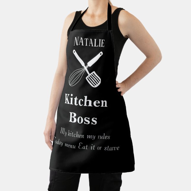 Create your own Funny quote black and white modern Apron (Insitu)