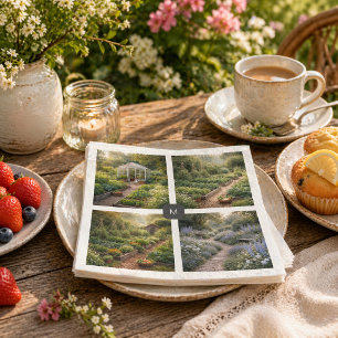 Create your own garden photos monogrammed napkin