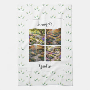 Create your own garden photos monogrammed tea towel