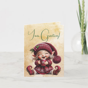 Create Your Own Giggling Vintage Christmas Gnome Holiday Card