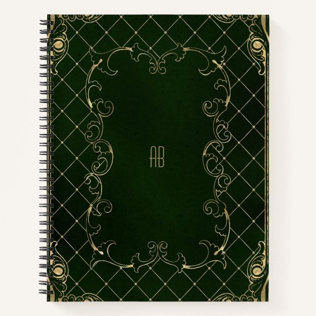 Create Your Own Gilded Dark Forest Green Notebook (Front)
