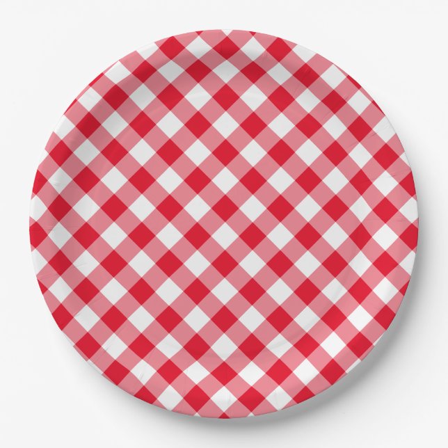Create Your Own Gingham Country Wedding Paper Plate (Front)