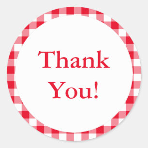 Create Your Own Gingham Thank You Classic Round Sticker