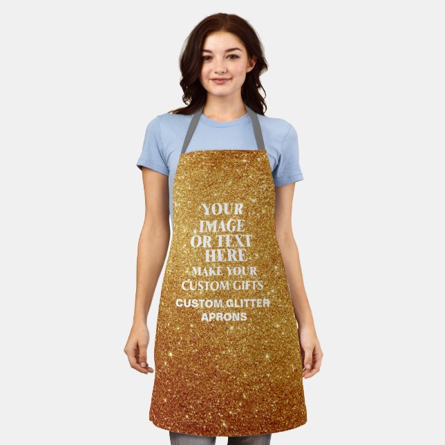 Create Your Own Glitter Custom Womens Gold Aprons (Worn)