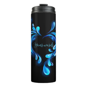 Create Your Own Glowing Blue Water Heart Thermal Tumbler