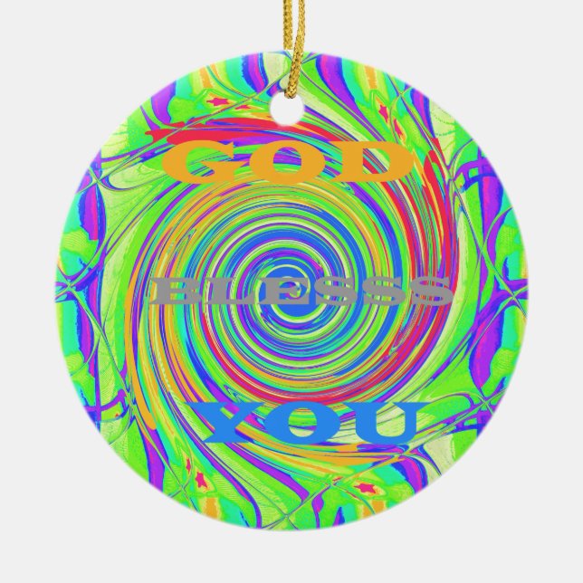 Create Your Own God Bless You Inspirational Text Ceramic Tree Decoration (Front)