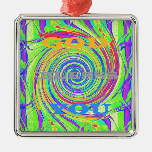 Create Your Own God Bless You Inspirational Text Metal Tree Decoration (Front)