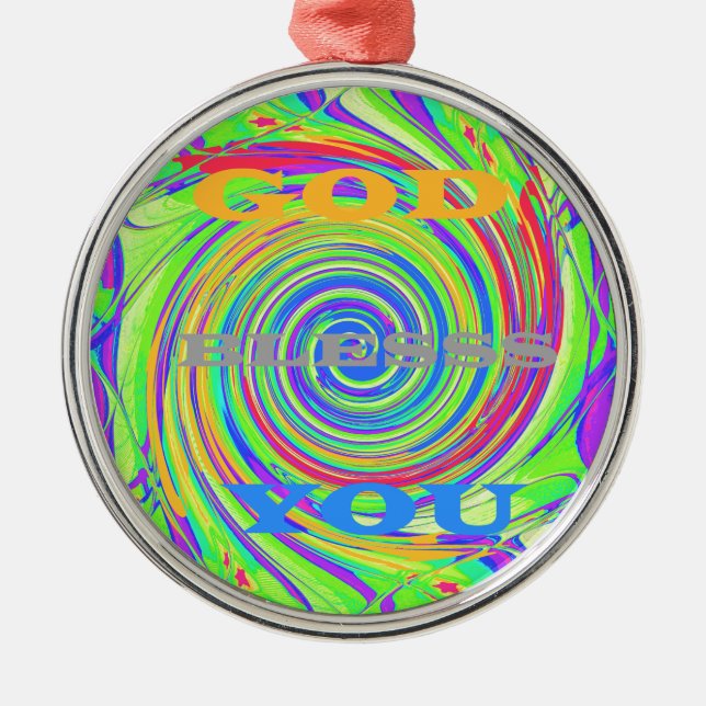 Create Your Own God Bless You Inspirational Text Metal Tree Decoration (Front)