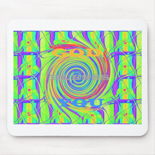 Create Your Own God Bless You Inspirational Text Mouse Mat (Front)