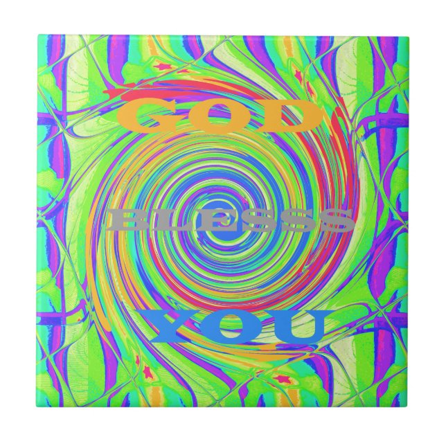 Create Your Own God Bless You Inspirational Text Tile (Front)