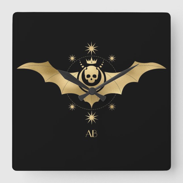 Create Your Own Gold Arcane Devil Tarot Square Wall Clock (Front)