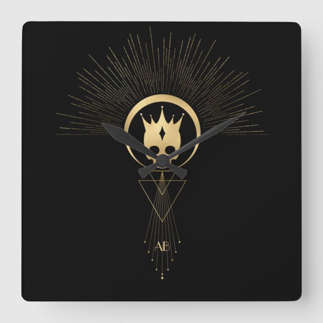 Create Your Own Gold Arcane Emporer Tarot Square Wall Clock (Front)