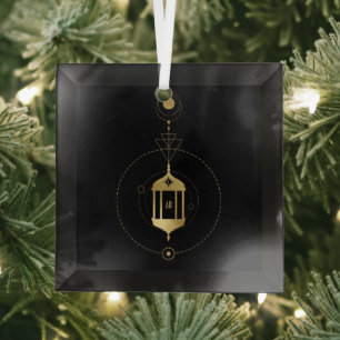 Create Your Own Gold Arcane Hermit Tarot Glass Tree Decoration