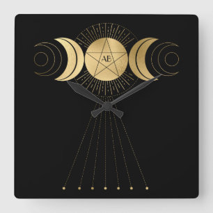 Create Your Own Gold Arcane High Priestess Tarot Square Wall Clock