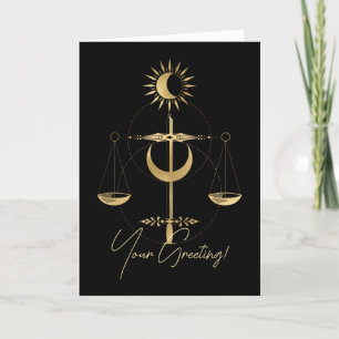Create Your Own Gold Arcane Justice Tarot Holiday Card