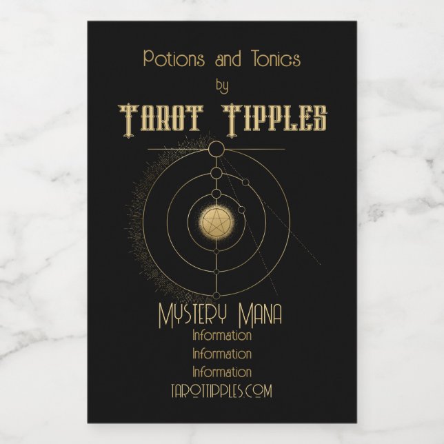 Create Your Own Gold Arcane Pentacle Tarot Wine Label (Single Label)