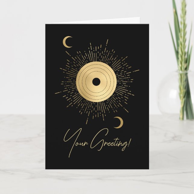 Create Your Own Gold Arcane Sun Tarot Holiday Card (Front)