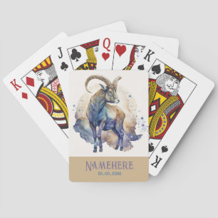 Create Your Own Gold & Blue Mystical Capricorn Playing Cards