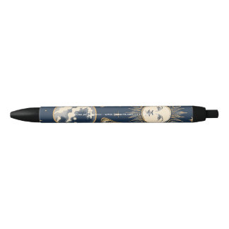 Create Your Own Gold Blue White Celestial Black Ink Pen