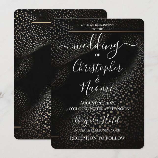Create Your Own Gold Dots on Black Invitation (Front/Back)