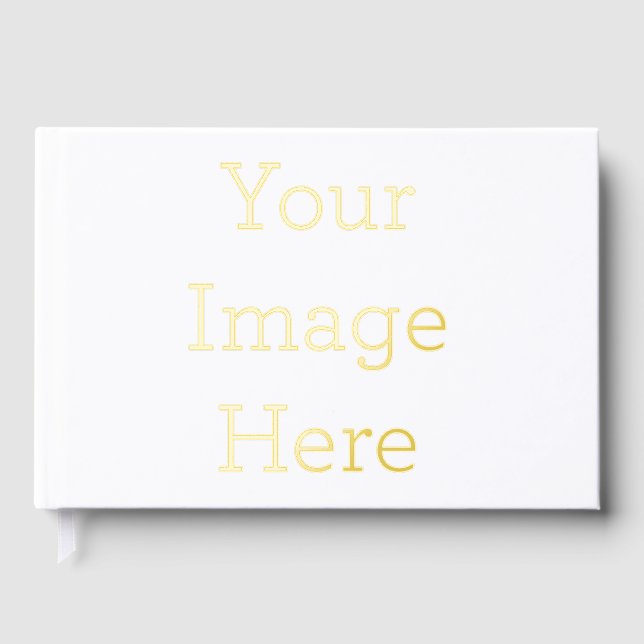 Foil Guestbook Size: 22.86 cm x 15.24 cm (9" x 6"), 100 Pages, Paper: White Uncoated Lynx(R) Opaque Ultra Paper, Foil Colour: Gold (Front)