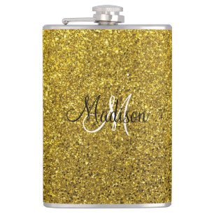 Create Your Own Gold Glitter Monogram Hip Flask