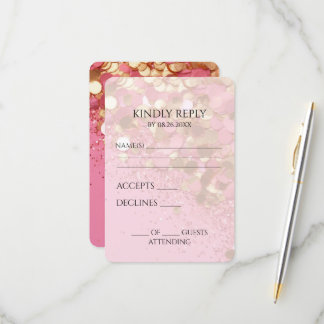Create Your Own Gold Glitter on Pink RSVP Card