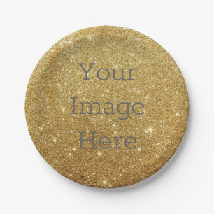 Create Your Own Gold Glitter Sparkle Faux Metallic Paper Plate