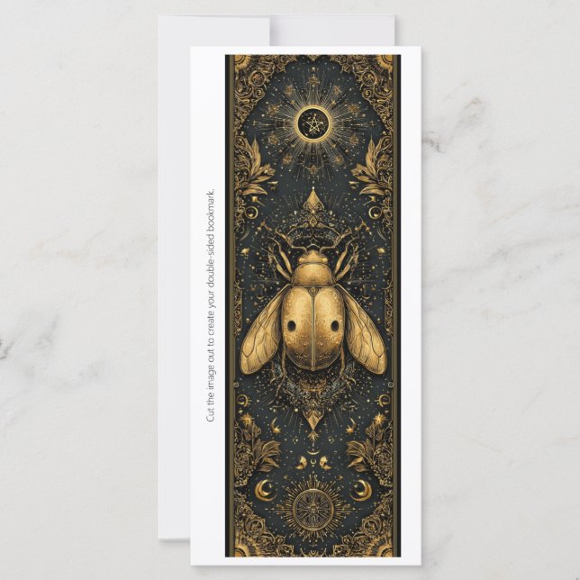 Create Your Own Gold Ladybug Bookmark Card (Front)