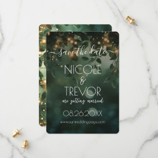 Create Your Own - Gold Lights & Leaves Save The Date