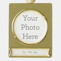 Create Your Own  Gold Plated Banner Ornament